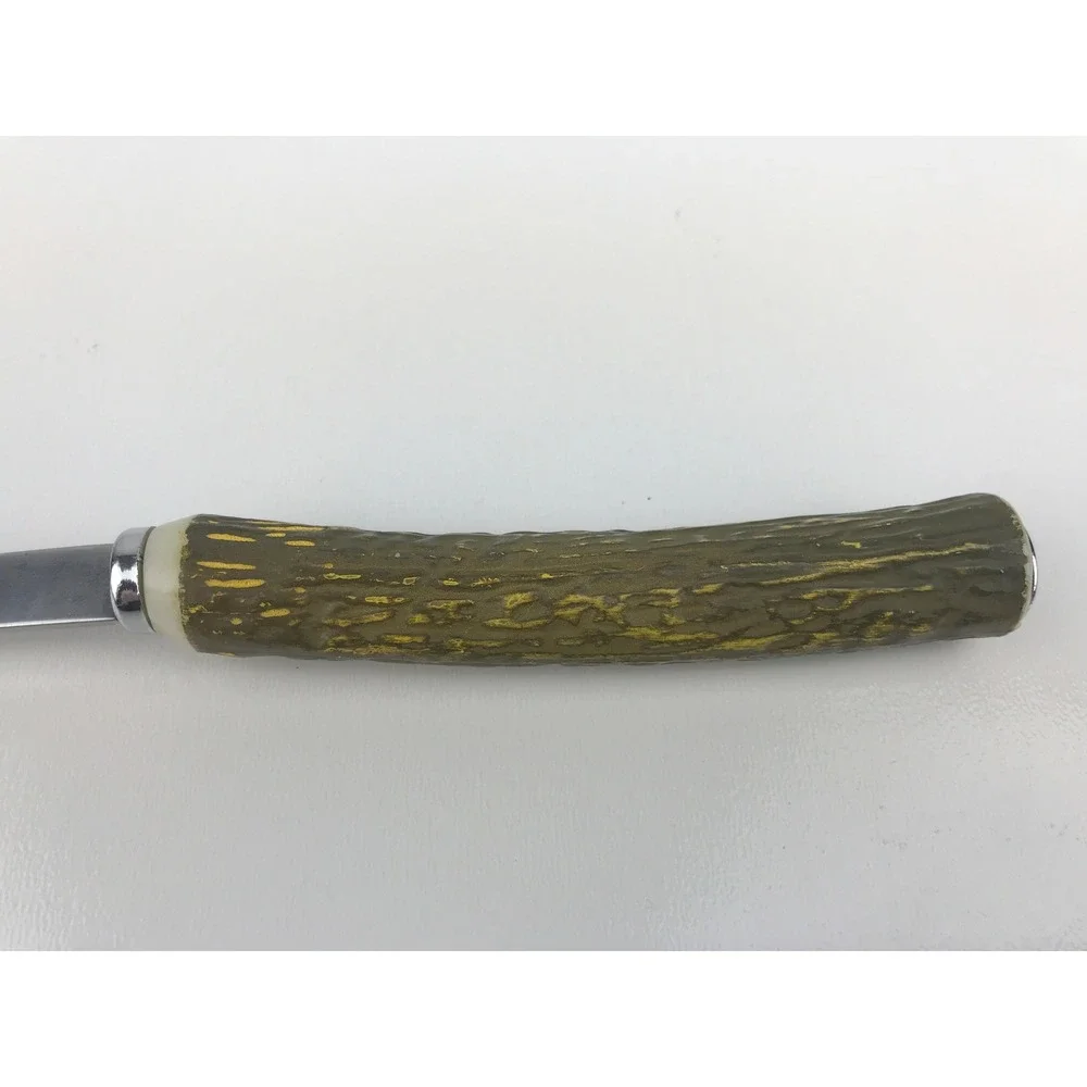 Vintage Carving Fork Stainless Steel Faux Stag Antler Handle Serving Utensil‎